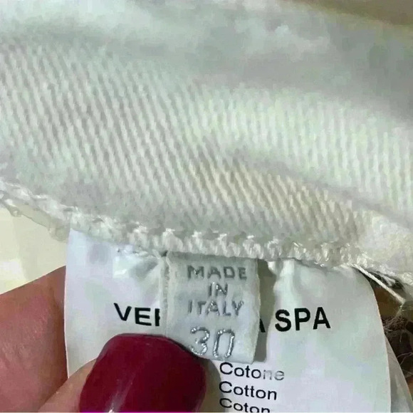 Dismero Vermoda Spa Jeans 30 Italy Ivory Mid Rise Stretch Women's Gold Details - Picture 16 of 16